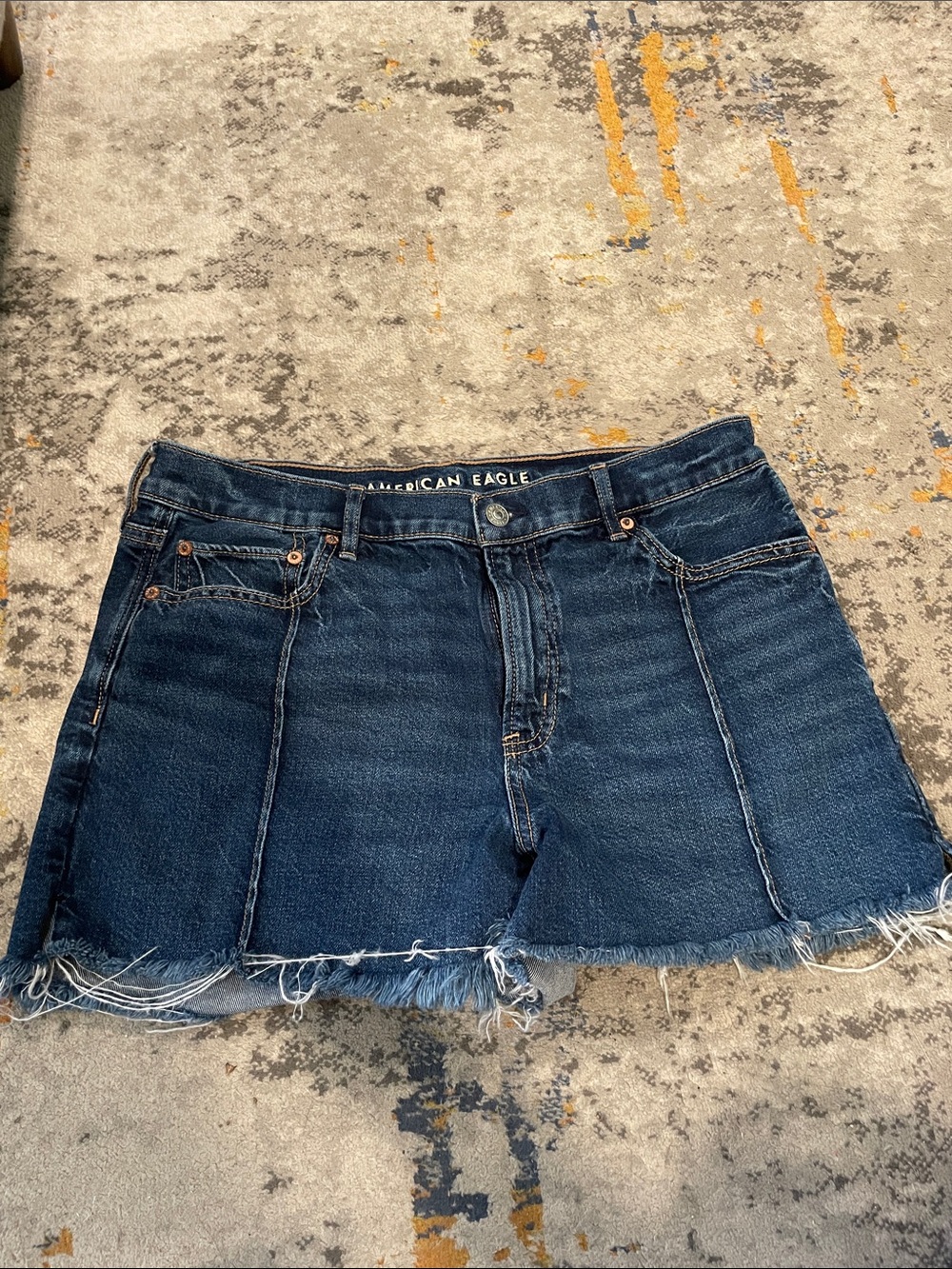 American Eagle Outfitters Deep Blue Frayed Denim Cutoff Shorts